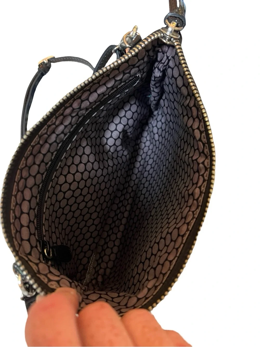 Brighton Fashionista Diva Crossbody Bag Patent Leather Luxury Magazine Print Y2K